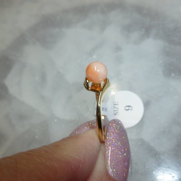 18k Yellow gold electroplated Coral Designer Dolphin Ore Ring - Picture 13 of 14